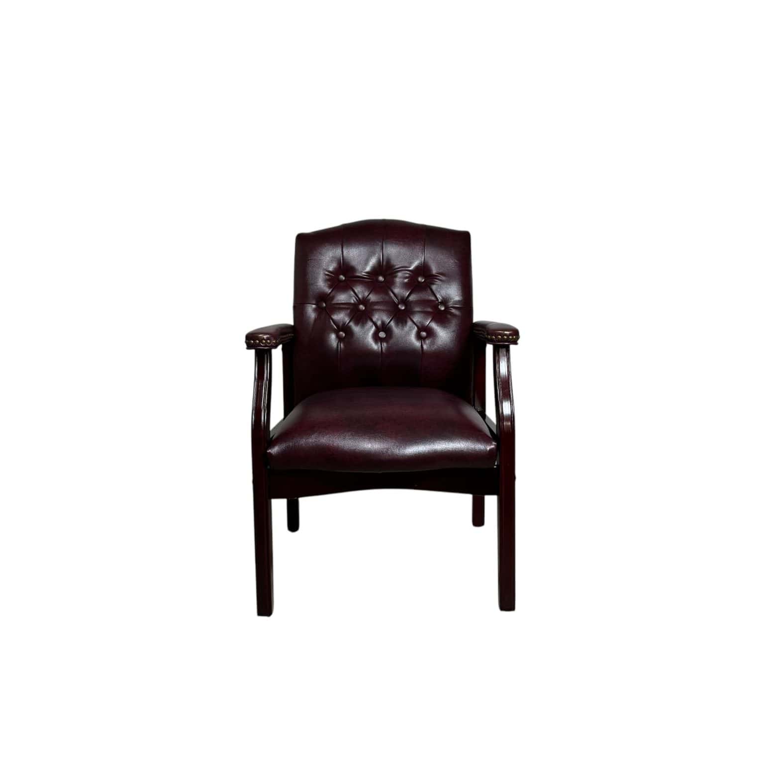 chaise d'invité capitonnée en vinyle de style traditionnel