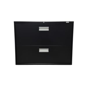 Classeur latéral à deux tiroirs, fini noir - 36 pouces