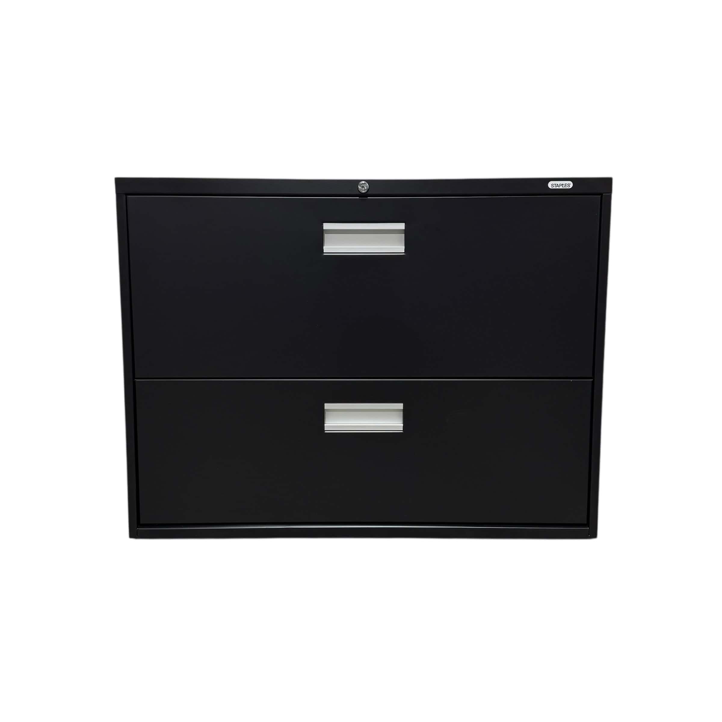 Classeur latéral à deux tiroirs, fini noir – 36 pouces