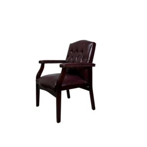 Chaise d'invité capitonnée en vinyle de style traditionnel - bordeaux